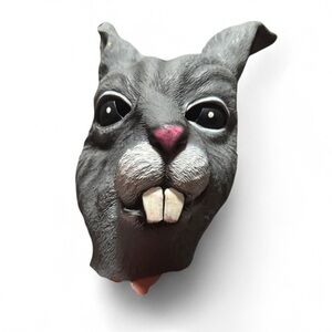 Gray Rabbit Mask with Pink Nose Creepy Bunny 🐰 Animal Costume Cosplay Easter